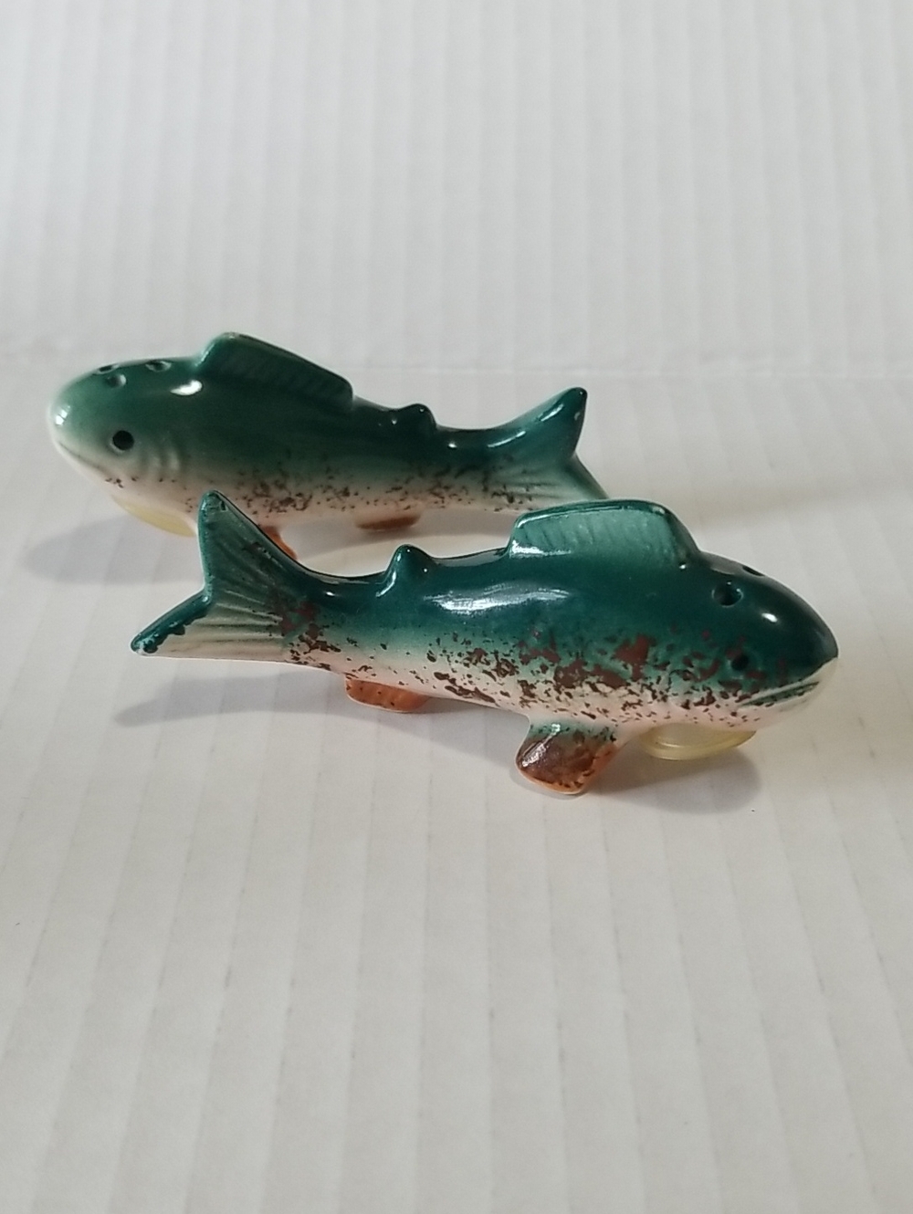 Vintage Ceramic Small Trout Salt And Pepper Shaker Set